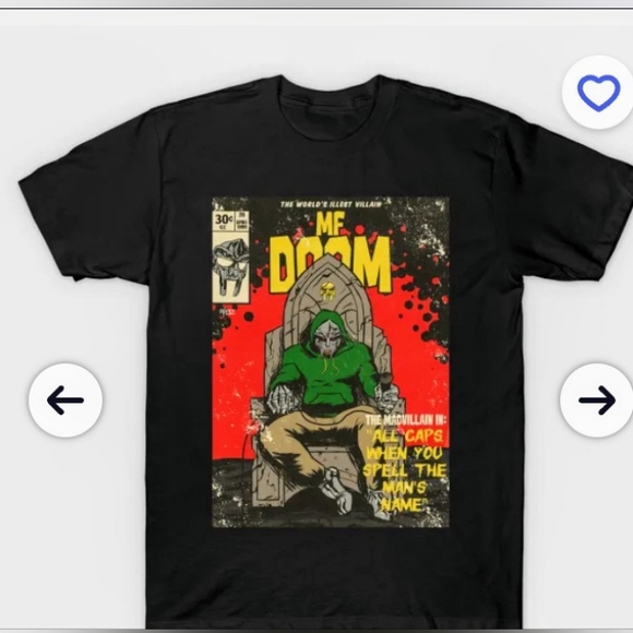 *NEW* MF DOOM GRAPHIC BLACK TEE; "ALL CAPS WHEN YOU SPELL THE MAN'S NAME". - Picture 2 of 2